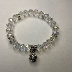 Beaded Bracelet, white/clear stretch,  Women’s Jewelry